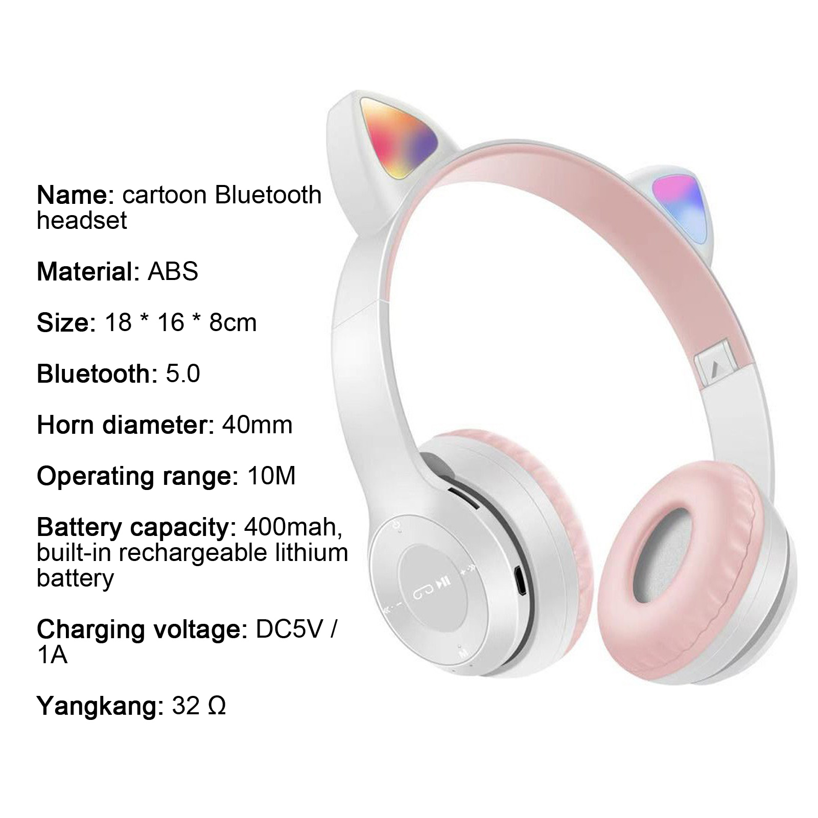 P47M Cute Cat Ear Shape Luminous Bluetooth 5.0 Wireless Headphone Headset  for Mobile Phone: Buy Online at Best Prices in Bangladesh | Daraz.com.bd