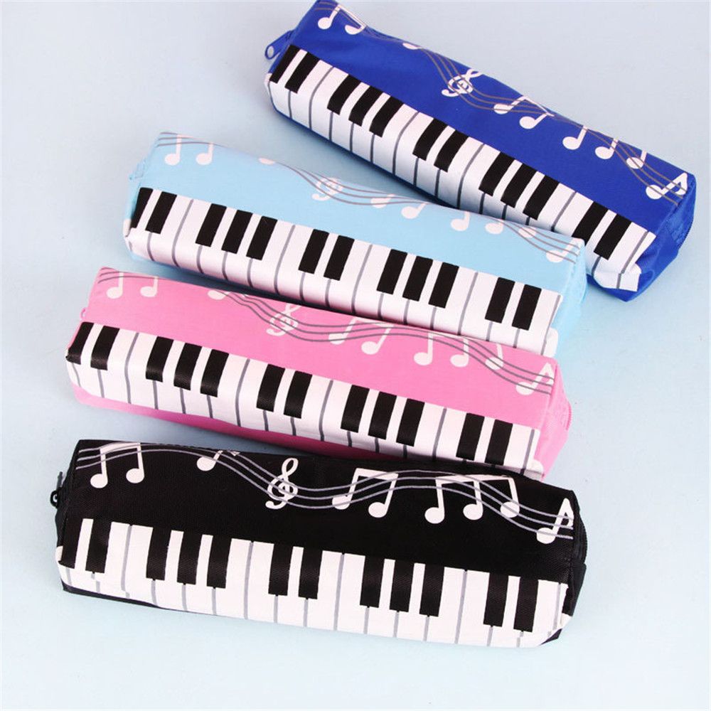Creative Musical Note Piano Stationery Pouch Student Pencil Case Square Single Layer Oxford Cloth Pen Bag for Girls Boy. 
