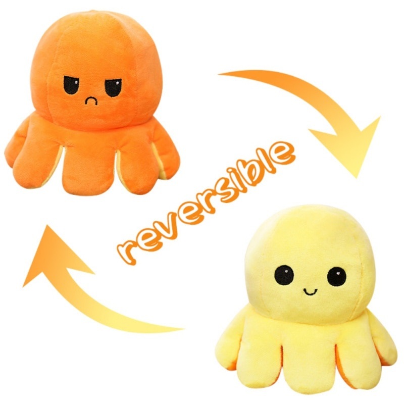Double Sided Flip Octopus Doll Small Stuffed Animal Reversible Cute Octopus Plush Toy for Kids. 