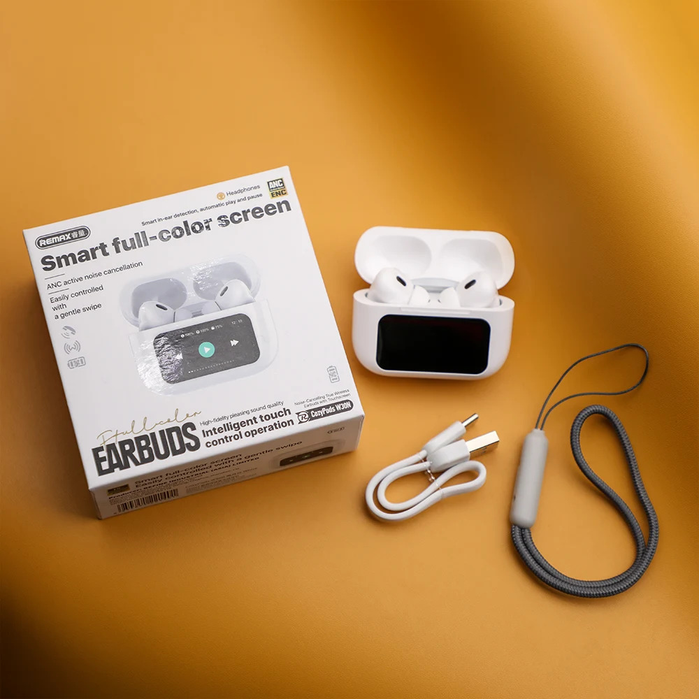 REMAX CozyPods W30N TWS Bluetooth V5.4 Airpods Pro 2nd Generation Noise-Cancelling ANC True Wireless Earbuds with Touchscreen. 