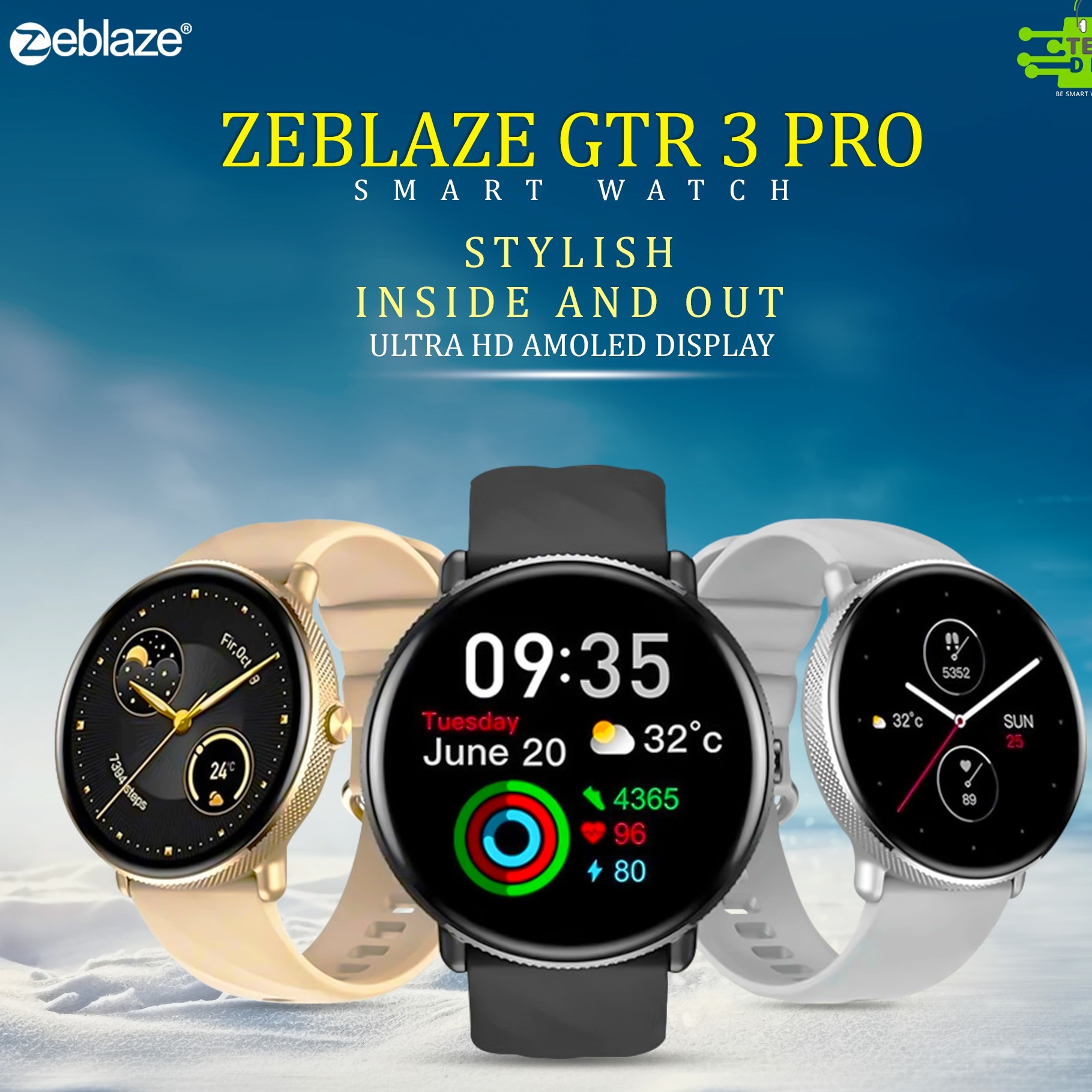 Zeblaze GTR 3 Pro Amoled Display Smart Watch Fitness & Wellness Smart Watch. 