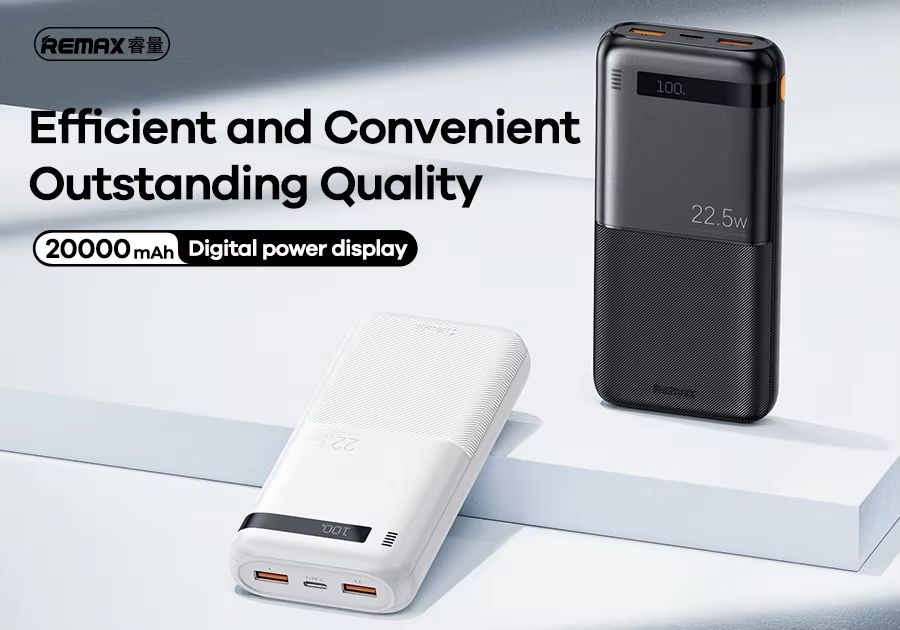 REMAX RPP-72 Piloteer Series 20000mAh PD+QC Fast Charging Power Bank(PD 20W+QC 22.5W) - Black. 