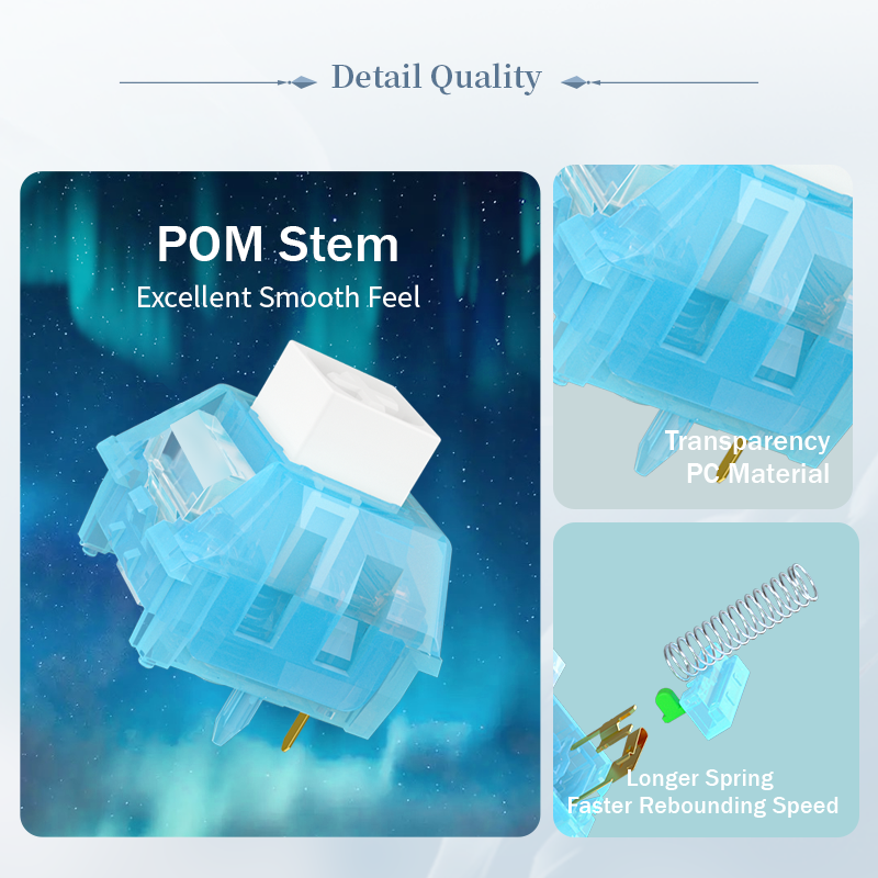 1/3/5Pcs Kailh Box Arctic Fox Keyboard Switch Mechanical Keyboard Clicky Switch Compatible Cherry MX RGB DIY Switches. 