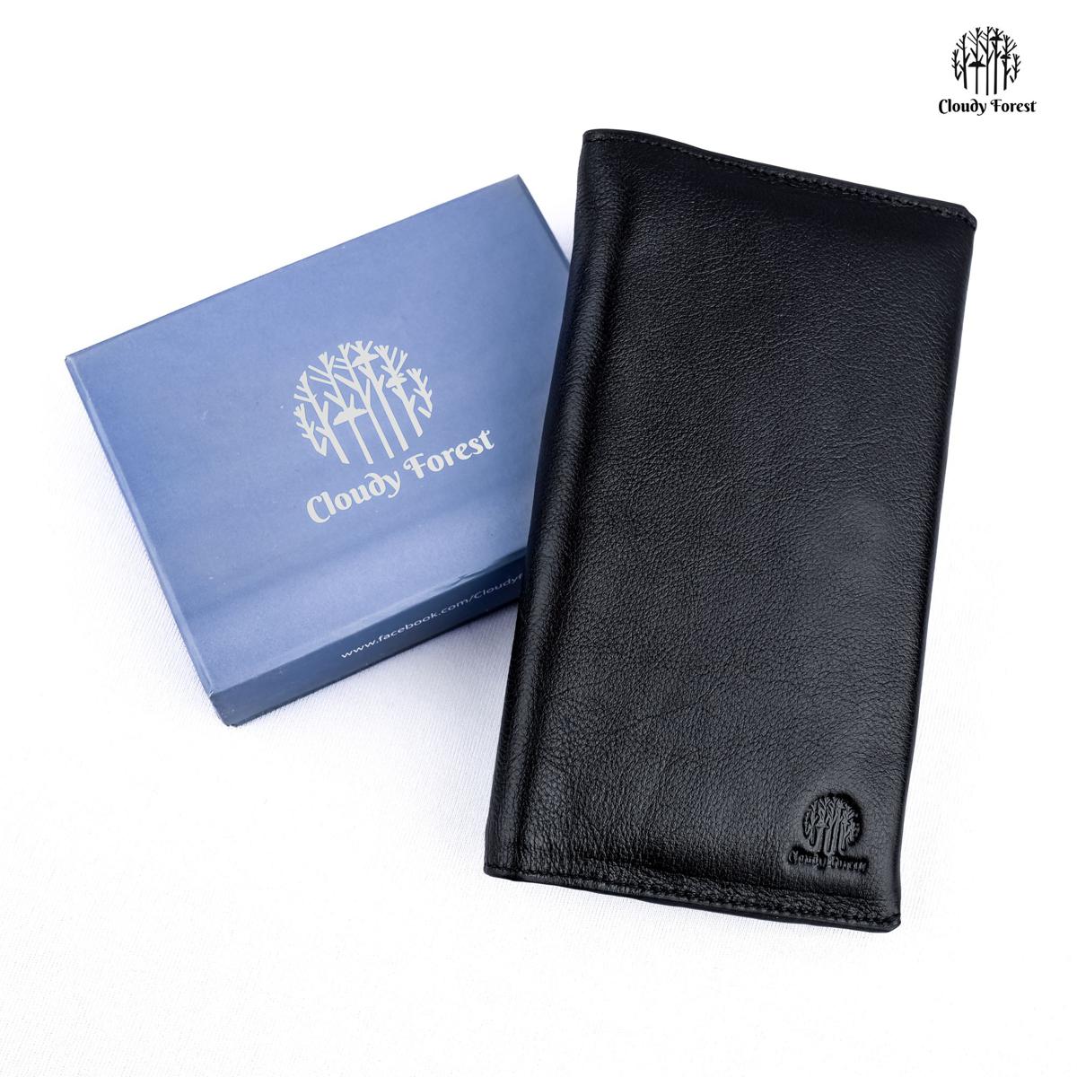 Cloudy Forest Long Bifold Checkbook Wallet Money Bag Soft Leather Black Western Men's Wallet RFID Blocking Wallet For Men - wallet for men. 