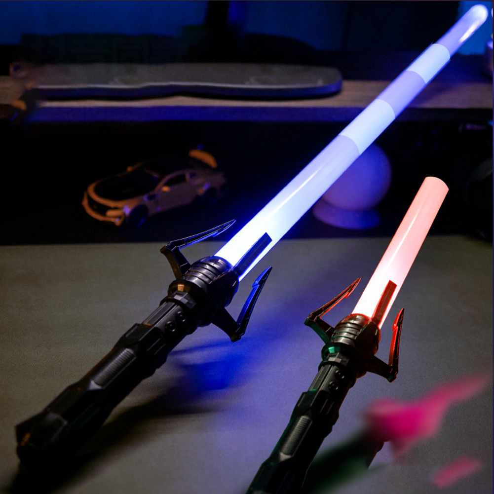 2-in-1 Children Telescopic Sword Color-changing Flashing Stick Led Light Sword Set For Role-playing/acting. 