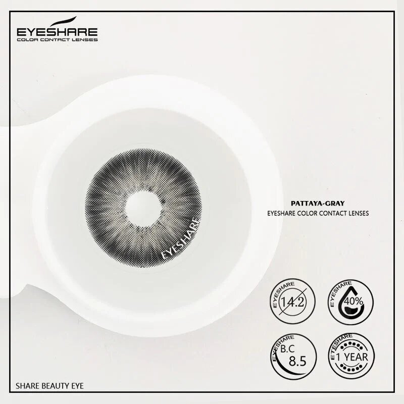 KSSEYE COLOR CONTACT LENSES with kit box & Solution 150ml FREE(full set) K94 Pattaya Gray || PATTAYA Series. 