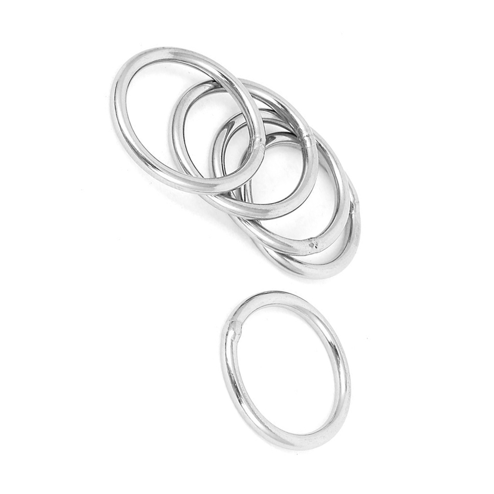 30mm x 3mm Stainless Steel Webbing Strapping Welded O Rings 10 Pcs