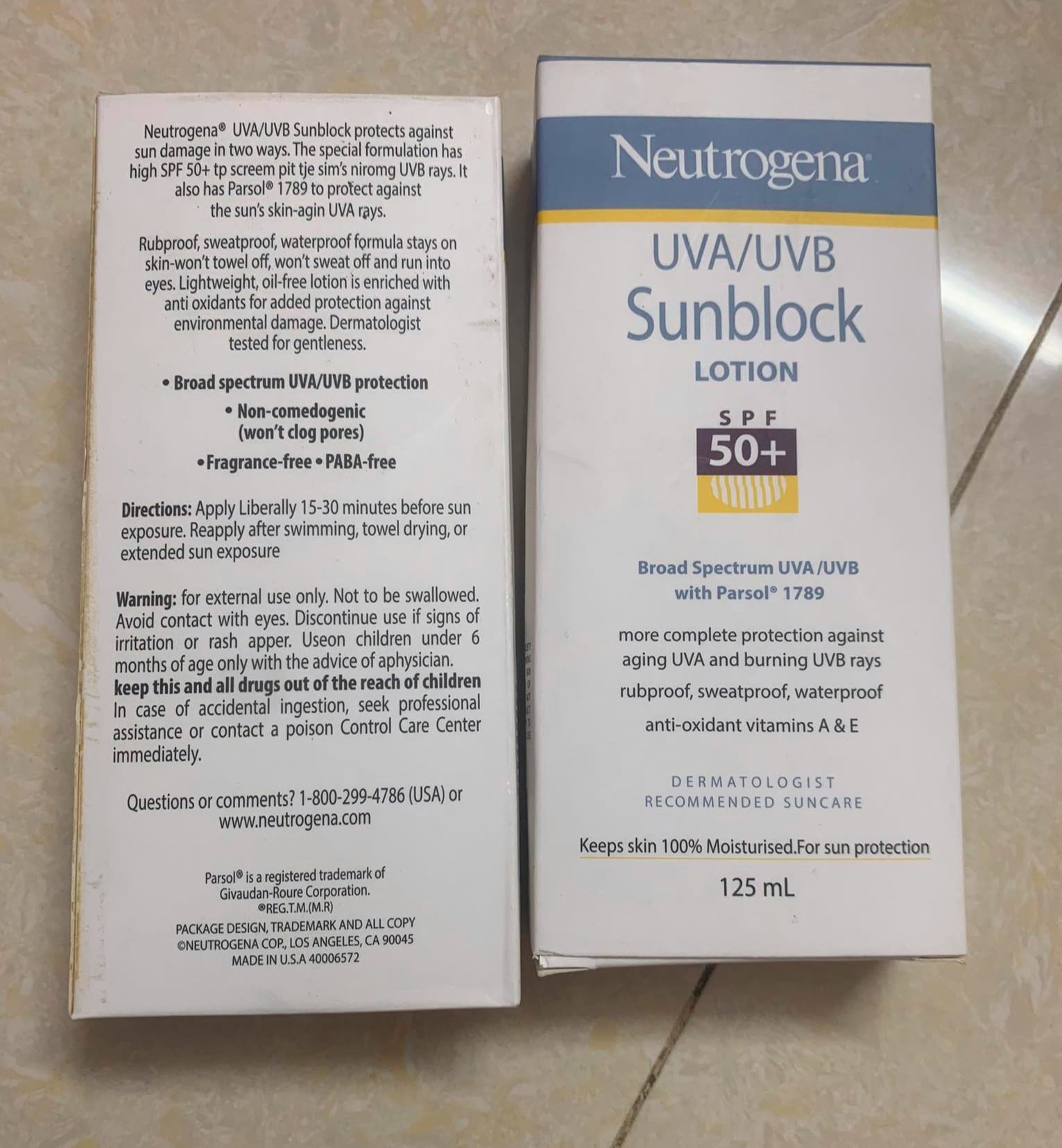 Neutrogena UVA/UVB Sunblock Lotion SPF 50+ 125ml (USA). 