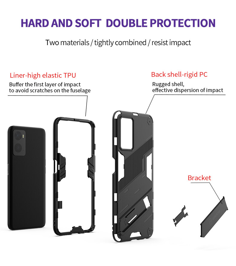 Lenuo Punk-Casing For Oppo K10 4G / A36 / A76 4G / A96 4G / Realme 9i Back Cover Eight-Color Anti-Fall And Anti-Slip Phone Bracket Lens Protection Cover Lovers Case. 