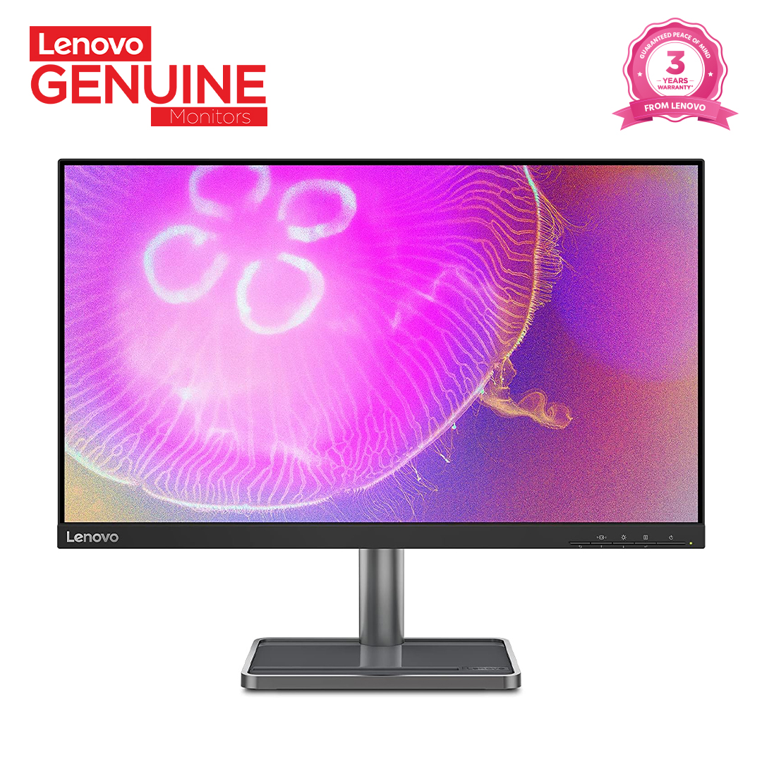 Lenovo L24q-35 24 Inch Ultraslim Monitor with vivid 2K QHD 2560 x 1440 resolution, 99% sRGB true-to-life color display and 3-side NearEdgeless panel. 