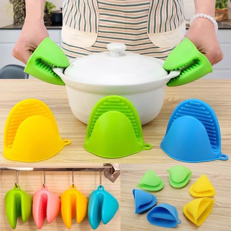 2 PCS Silicone Kitchen Organizer Insulated Heat Pot Clips Microwave Oven Gloves Hot Plate Clip Anti-scald Thicken