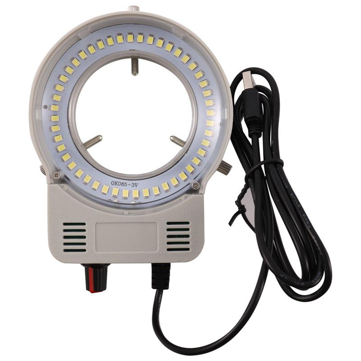 48 LED Industrial Microscope Camera Light Source Ring Lamp Light Illuminator Lamp Adjustable Brightness USB Interface