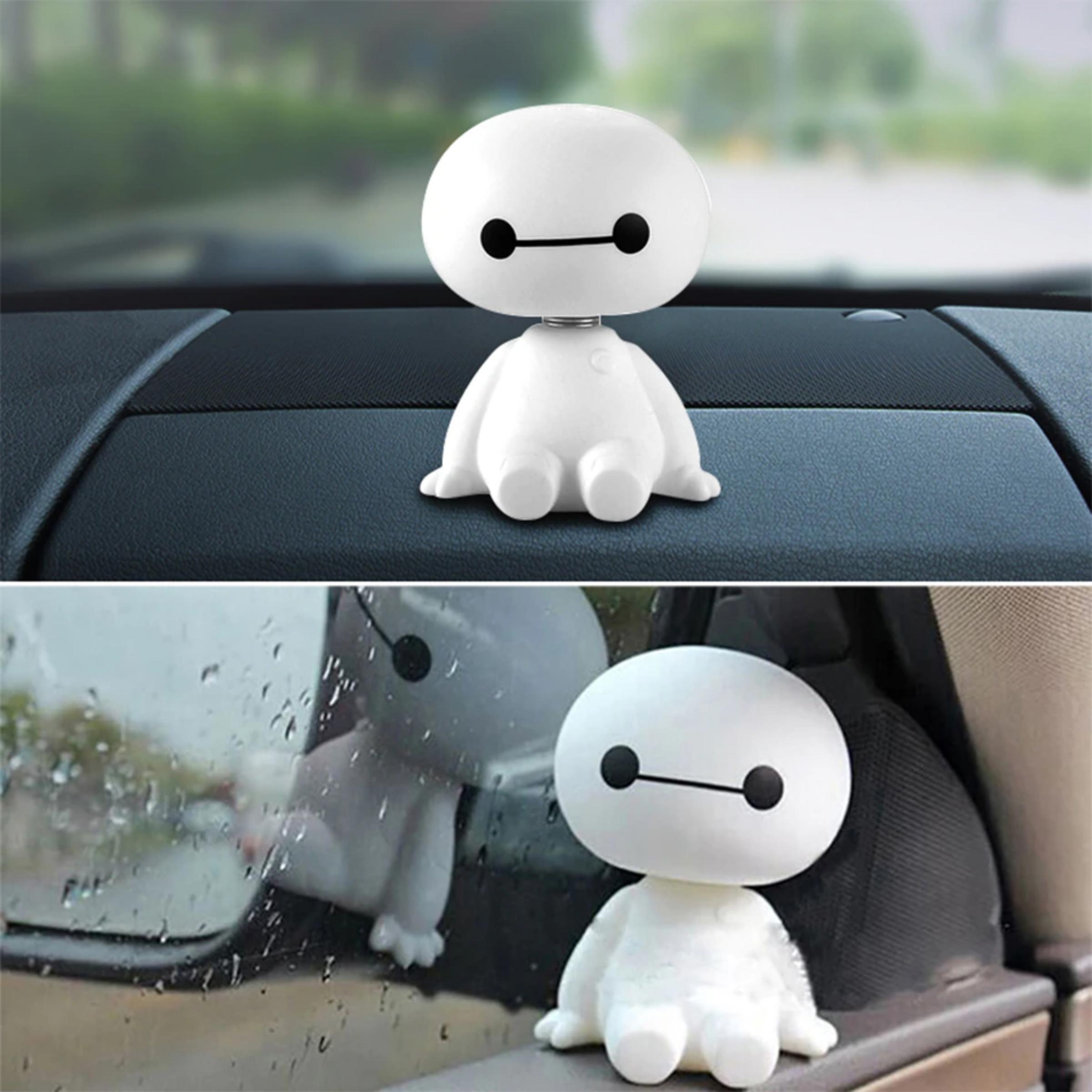 Baymax Robot Shaking Head Car Ornament: Cute and Playful Dashboard Decor - Nodding Ornaments to Inject Fun and Character into Your Commute. 