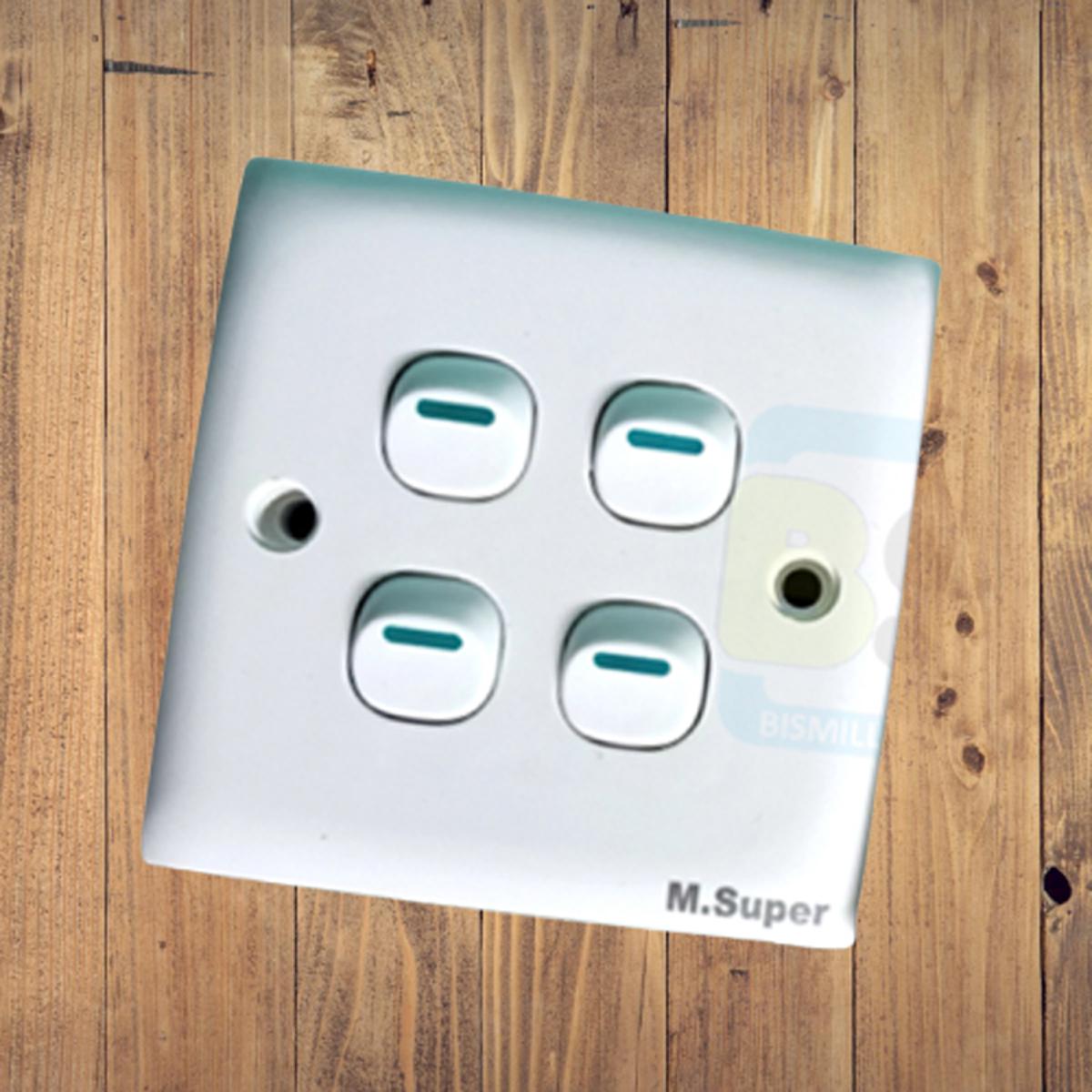 Classic 4 Gang 1 Way Wall Switch 100% Copper Contact
