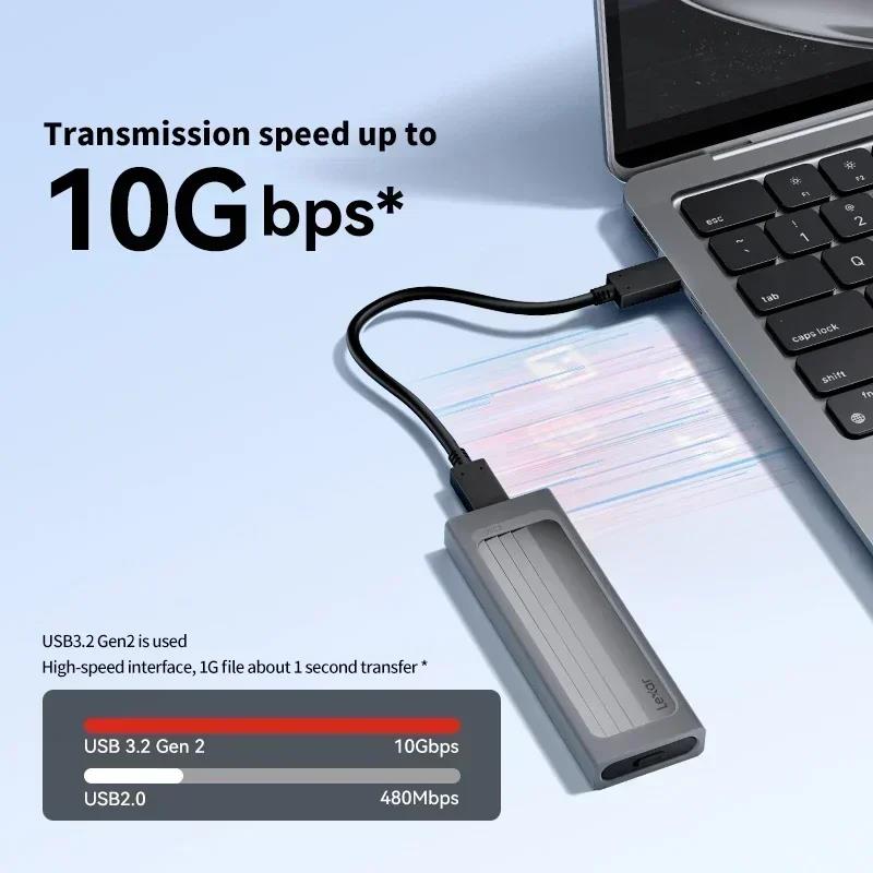 Lexar nvme case E300 USB 3.2 Gen 2 10Gbps Enclosure Aluminum Alloy Supports NVMe Dual Protocol,compatible with M and B+M. 
