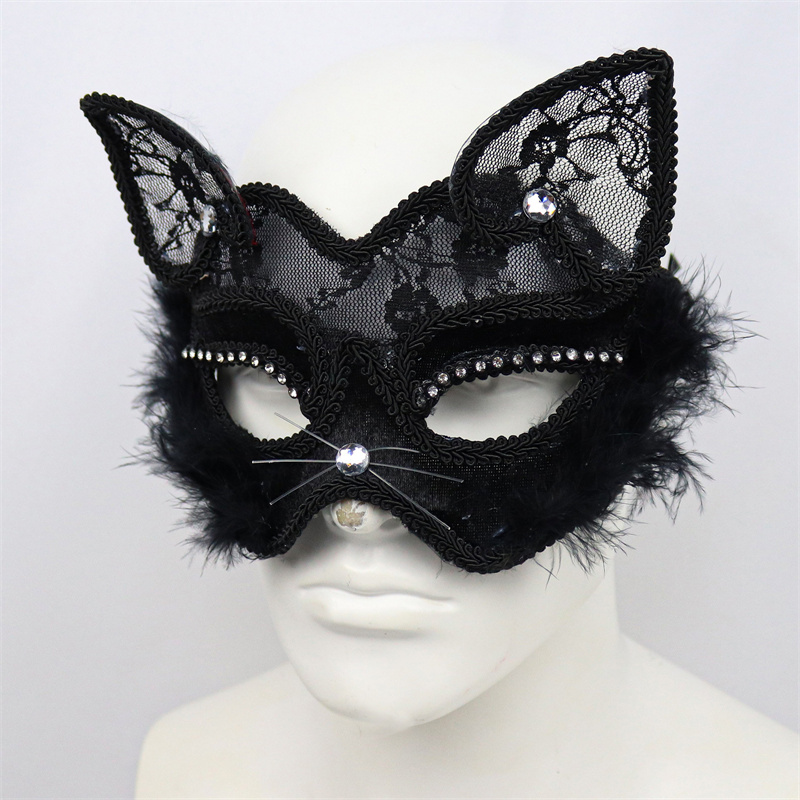 P-Jsmen Luxury Venetian Masquerade Mask Black Cat Lace Mask Fancy Dress Christmas Halloween Costume Party for Girls Women. 