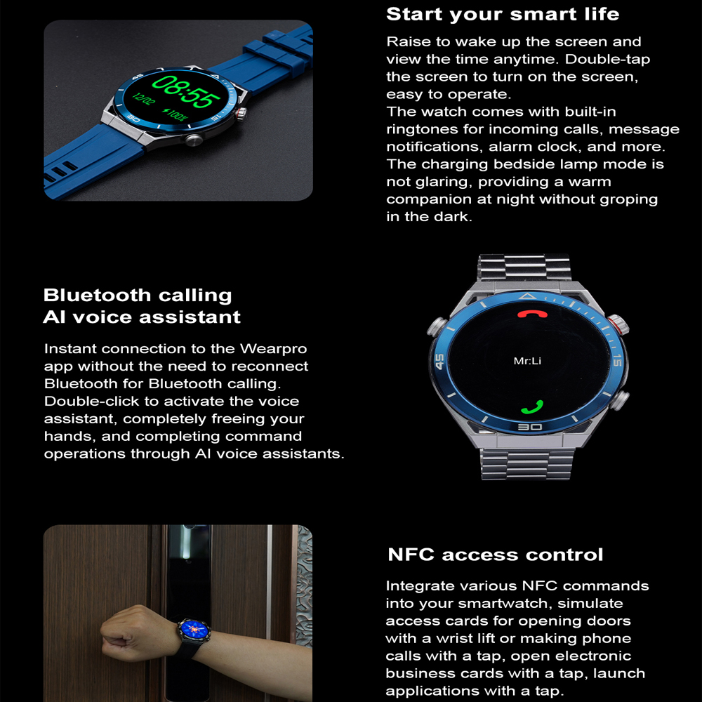 DT Ultra Mate Men Smart Watch with Compass  NFC IP68 Waterproof Bluetooth Call Watch Sports Wristband for IOS Android Phone.. 