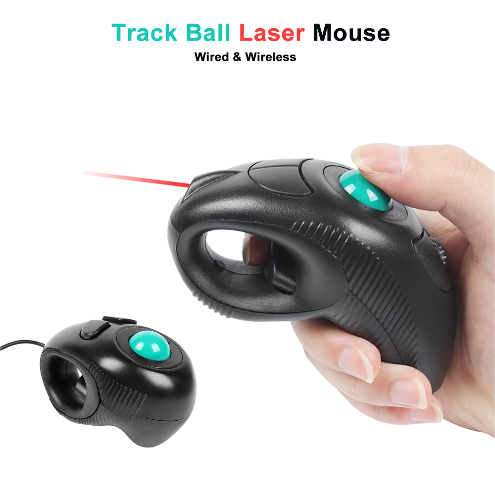 Wireless Trackball Mouse 2.4GHz Wired Thumb-Controlled Digital Mause 10M Handheld Vertical Track Ball Optical Ergonomic Mice