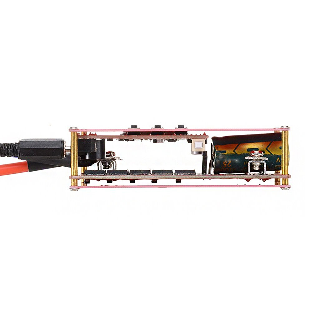 Portable DIY micro spot welding machine with LCD display for automatic welding of 12V automotive batteries. 