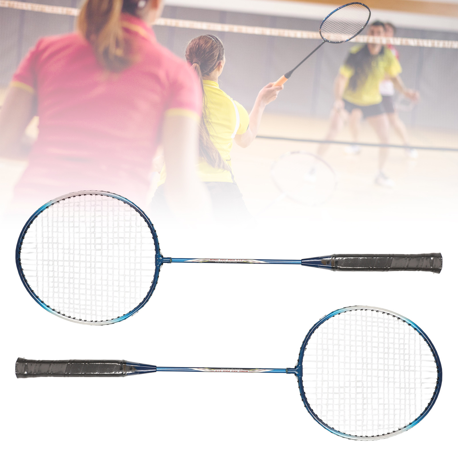 2 Player Badminton Racket Set, Badminton Racket Set Of 2 Iron Alloy  for Playground for Kids. 