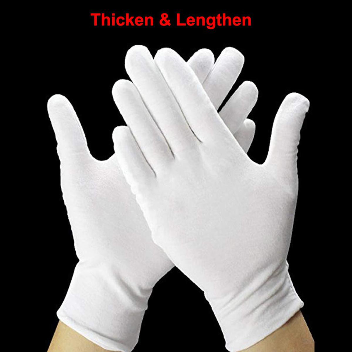 White Cotton Gloves Large for Moisturizing Dry Hands 10 pair