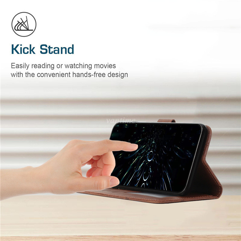 Vantime for OPPO A18 A38 A58 A78 4G A98 F23 5G Retro PU Leather Wallet Case Flip Clasp Stand Cards Holder Casing. 