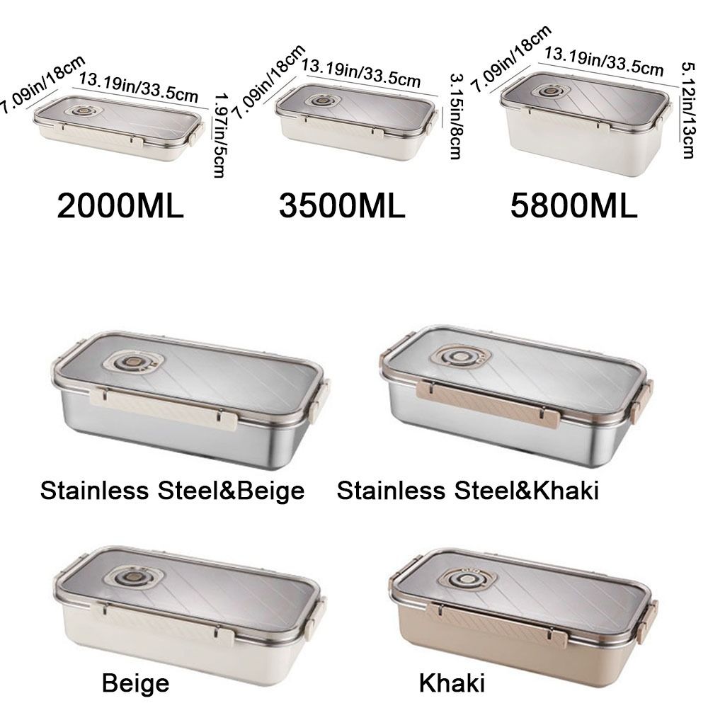 Multifunctional 2000ML/3500ML/5800ML 304 Stainless Steel Dumpling Box Thickened Fresh-keeping Dumpling Storage Box Large Capacity Sealed Refrigerator Storage Box for Kichen. 
