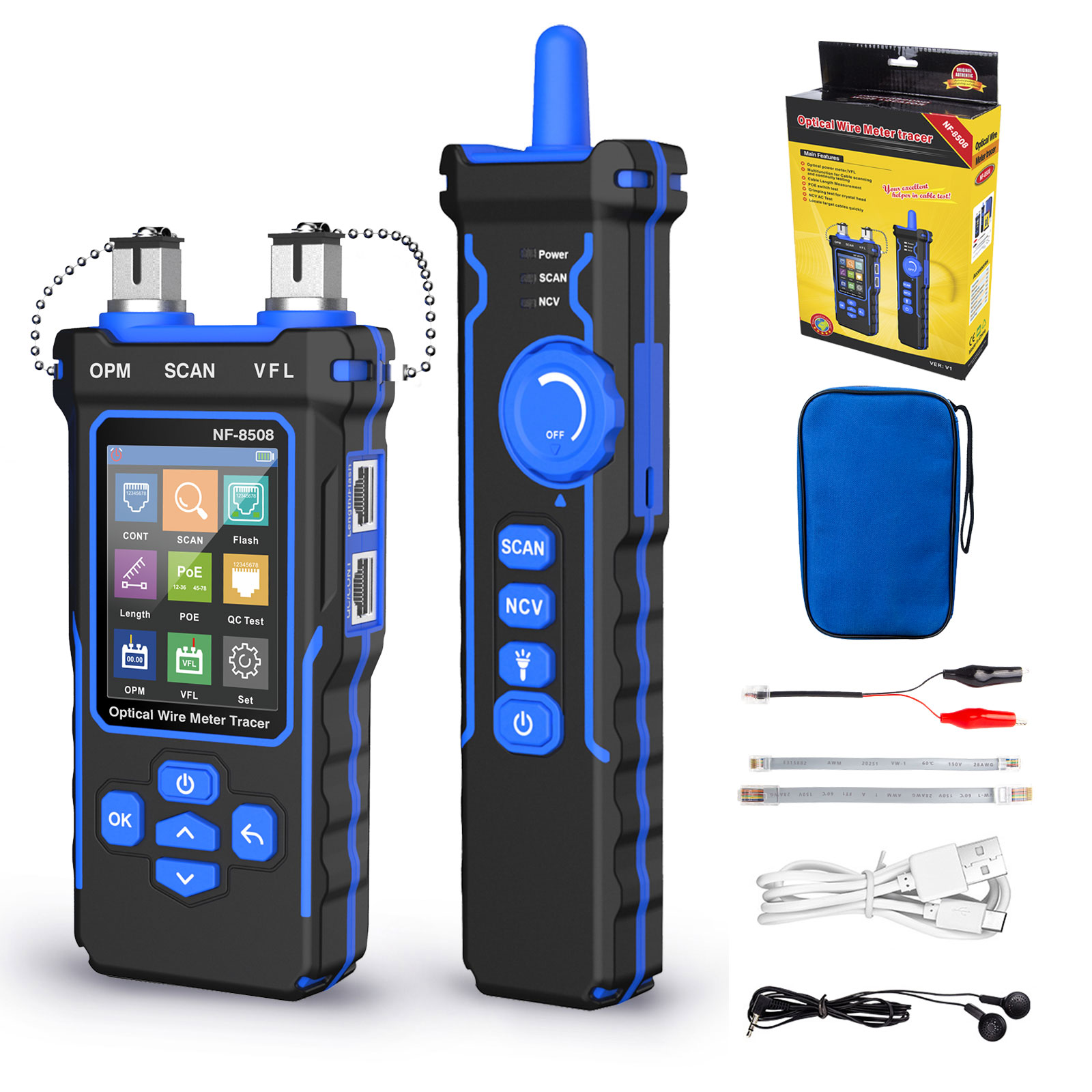 NOYAFA NF-8508  Cable Tracker LAN Optical Power Meter Tester LCD Display Measure Length Wiremap Network Cable Tester