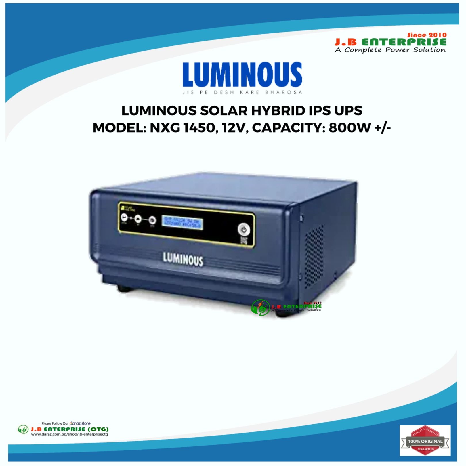 LUMINOUS SOLAR HYBRID IPS UPS  NXG 1450 FOR SINGLE BATTERY
