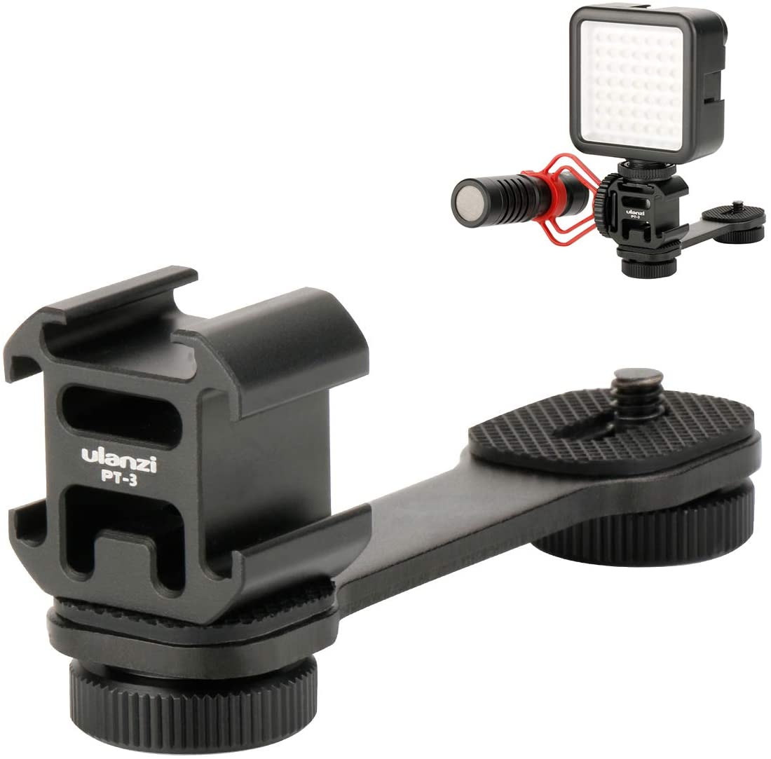 Ulanzi PT-3 Gimbal Accessories Triple Cold Shoe Mounts Plate Microphone Led Video Light Extension Bracket Microphone Stand. 