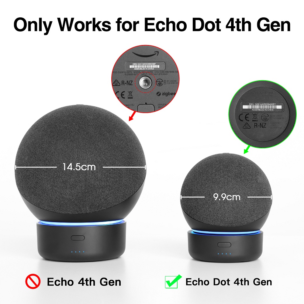 GGMM D4 D5 Original Battery Base Made For Echo Dot (4th/5th Gen) Charger Portable Battery Base For Amazon Alexa Smart Speaker. 