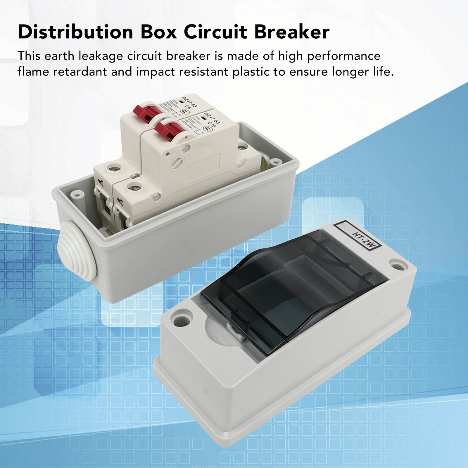 2 Channel Mini Circuit Breaker MCB C Type Waterproof Distribution Box 230V 400V. 