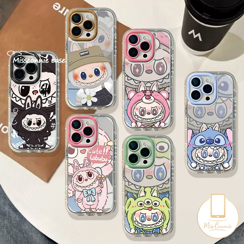 Couple Cartoon Doodle Pop Mart Labub Casing For Realme C53 C11 5 5i 6i C21Y C25Y C25 C67 C35 C3 C20 C65 C30 C11 C15 Note 50 C25s 5S C15 C51 C20A Narzo 20 Luxury Mirror Case