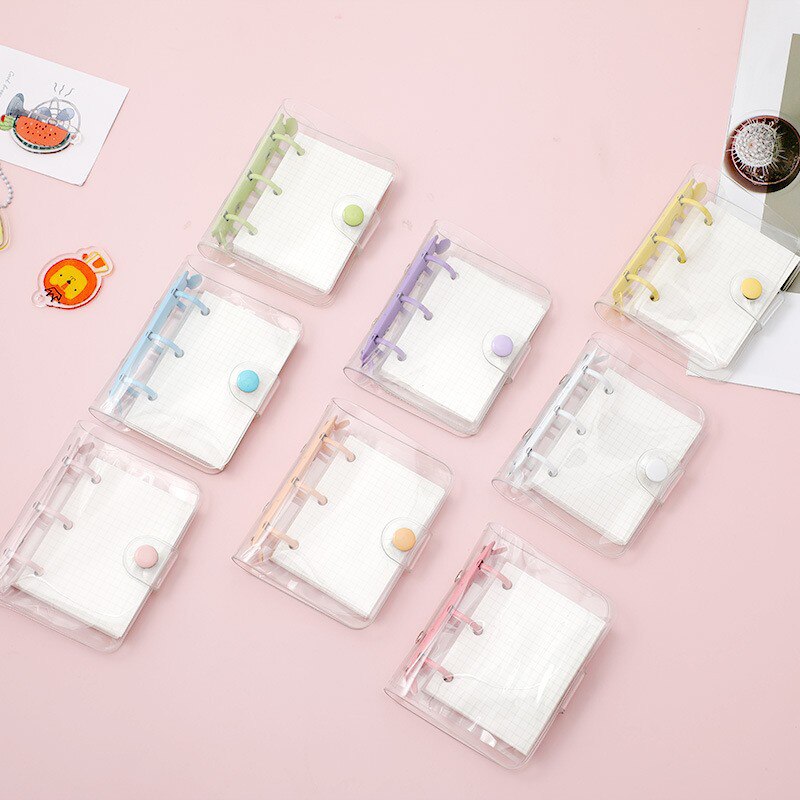 【2023NEW】Transparent Mini Binder Notebook Cover Cute DIY Diary Notepad Simple Hand Ledger