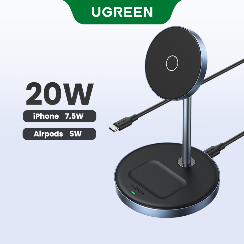UGREEN Magnetic Wireless Charging Stand 20W Max Power 2in1 Charging Station for iPhone 14 Pro Max iPhone 13 AirPods Fast Charger