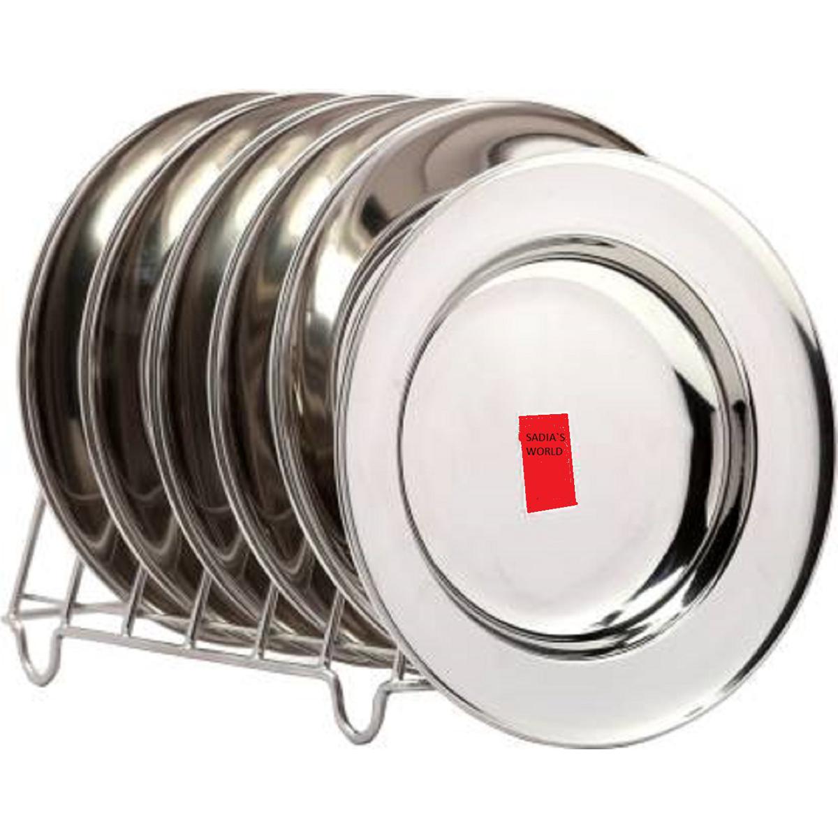 Stainless Steel Size -10 Rice Plates ( Pack Of 6 Rice Plates) - Serve Rice And More In Style With Stainless Steel Rice Plates Set