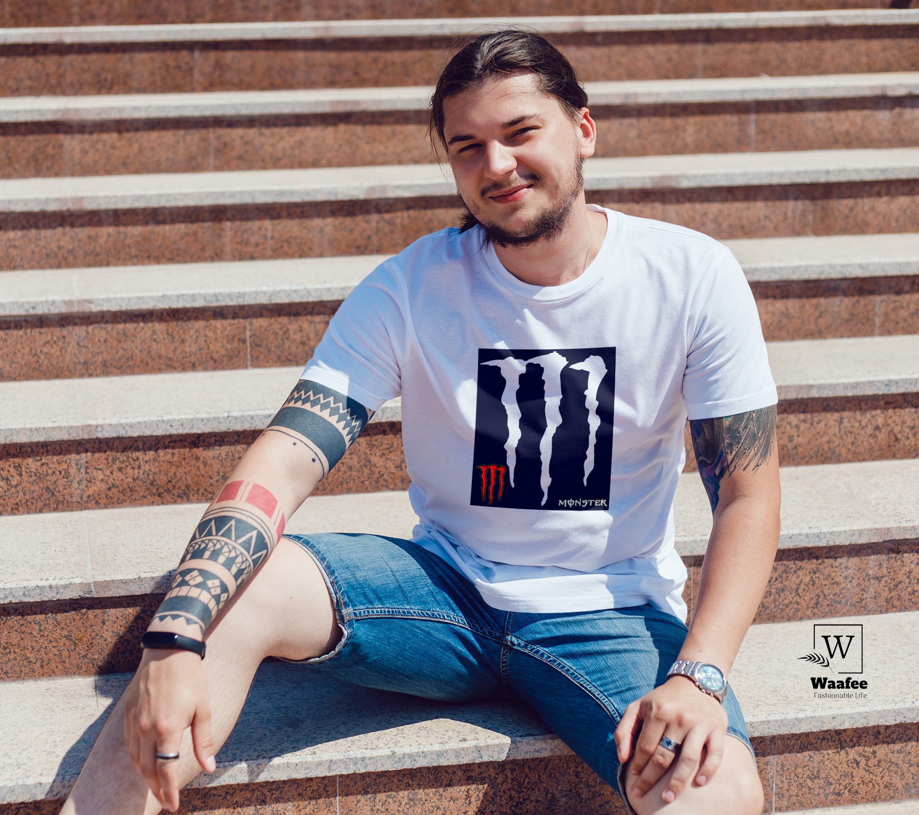 Wonderful Monster new desing half hata tshirt - T Shirt For Man. 