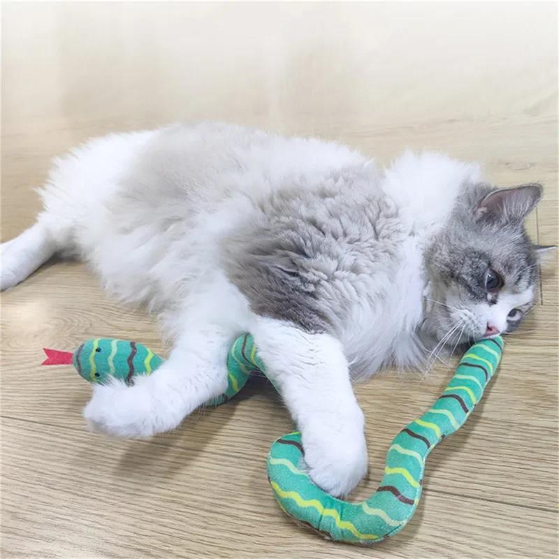 Catnip Toy Interactive Plush Cat Toy Gluttonous Snake Bite-Resistant Molar Interactive Toy Gift For Pet Accessories. 