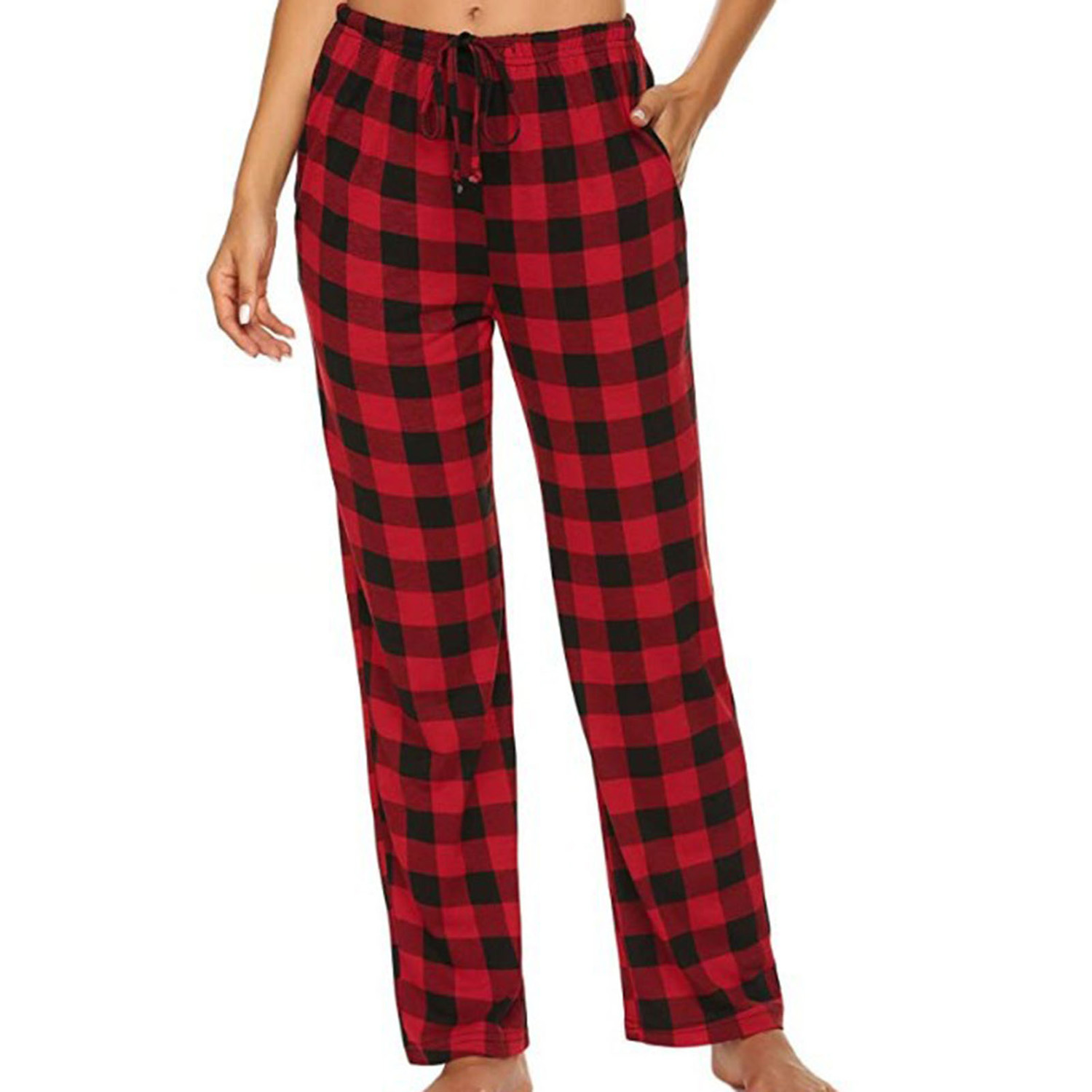 Fashion (Pink)Women Sleep Pants Plaid Pattern Pajama Pants High Elasticity  Wide Legs Cotton Loose Ladies Trousers Pantalones De Muje DOU @ Best Price  Online