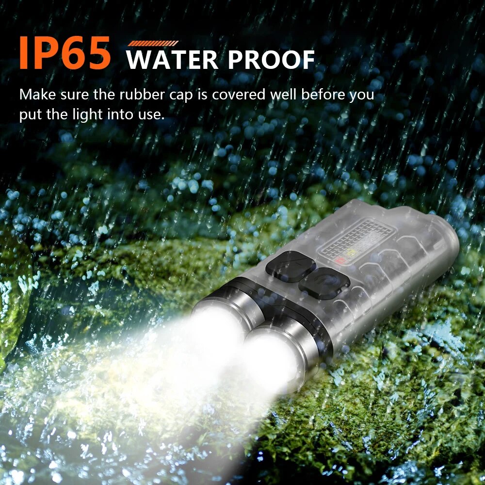 V3 Keychain EDC Portable Fluorescent Flashlight 900LM Type-C Rechargeable With Magnetic Tailcap IP65 UV Mini Work Light. 