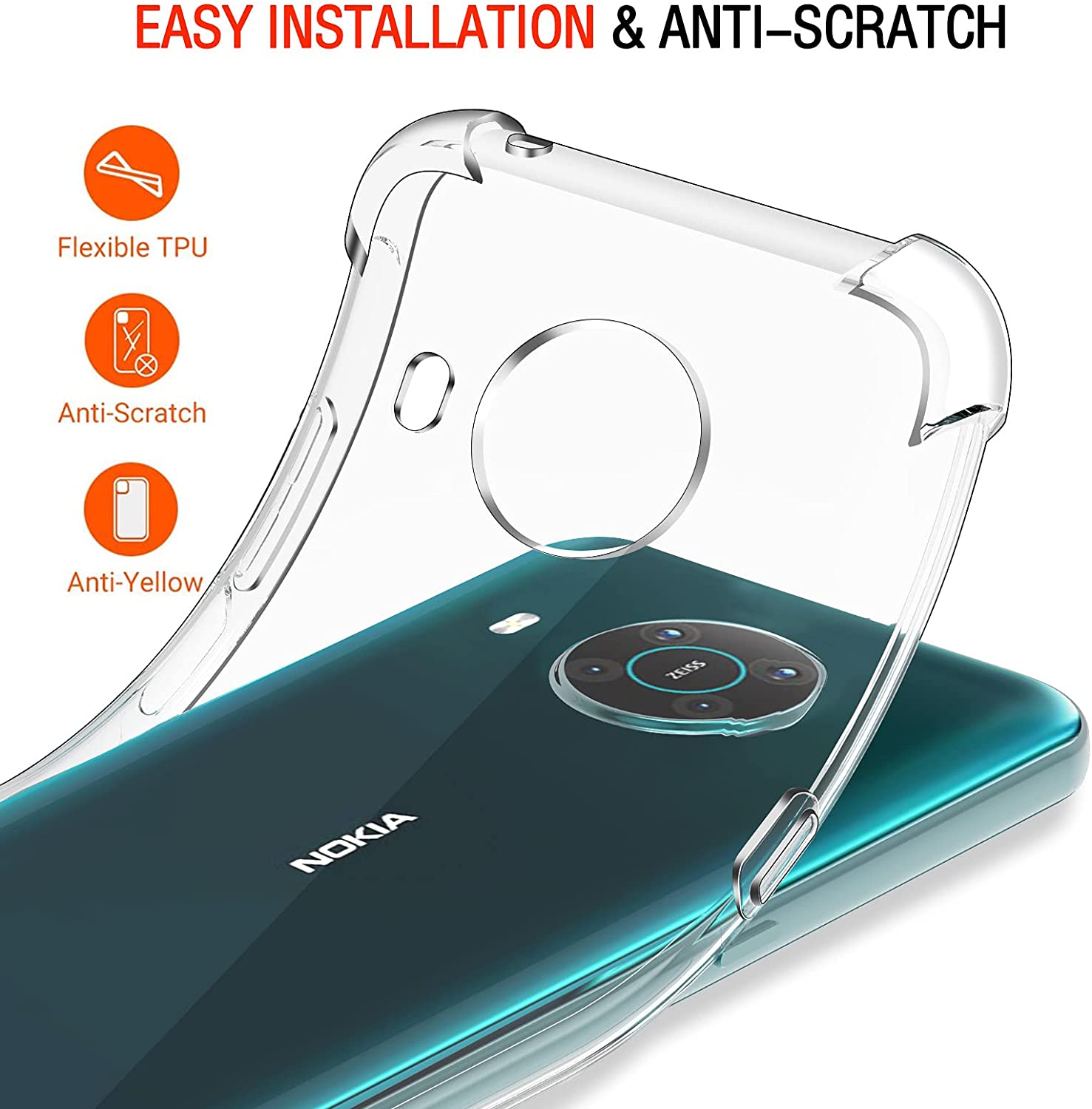For Nokia X20 Back Cover Shockproof Transparent Soft TPU Silicone Protector Phone Case with Shock Absorption Bumper Corners. 