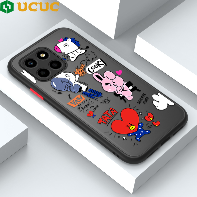 UCUC for Honor X8 5G Back Cover BTS Anthropomorphic Image Frosted Transparent Hard Phone Case Thin Shockproof Full Cover Camera Protect Case