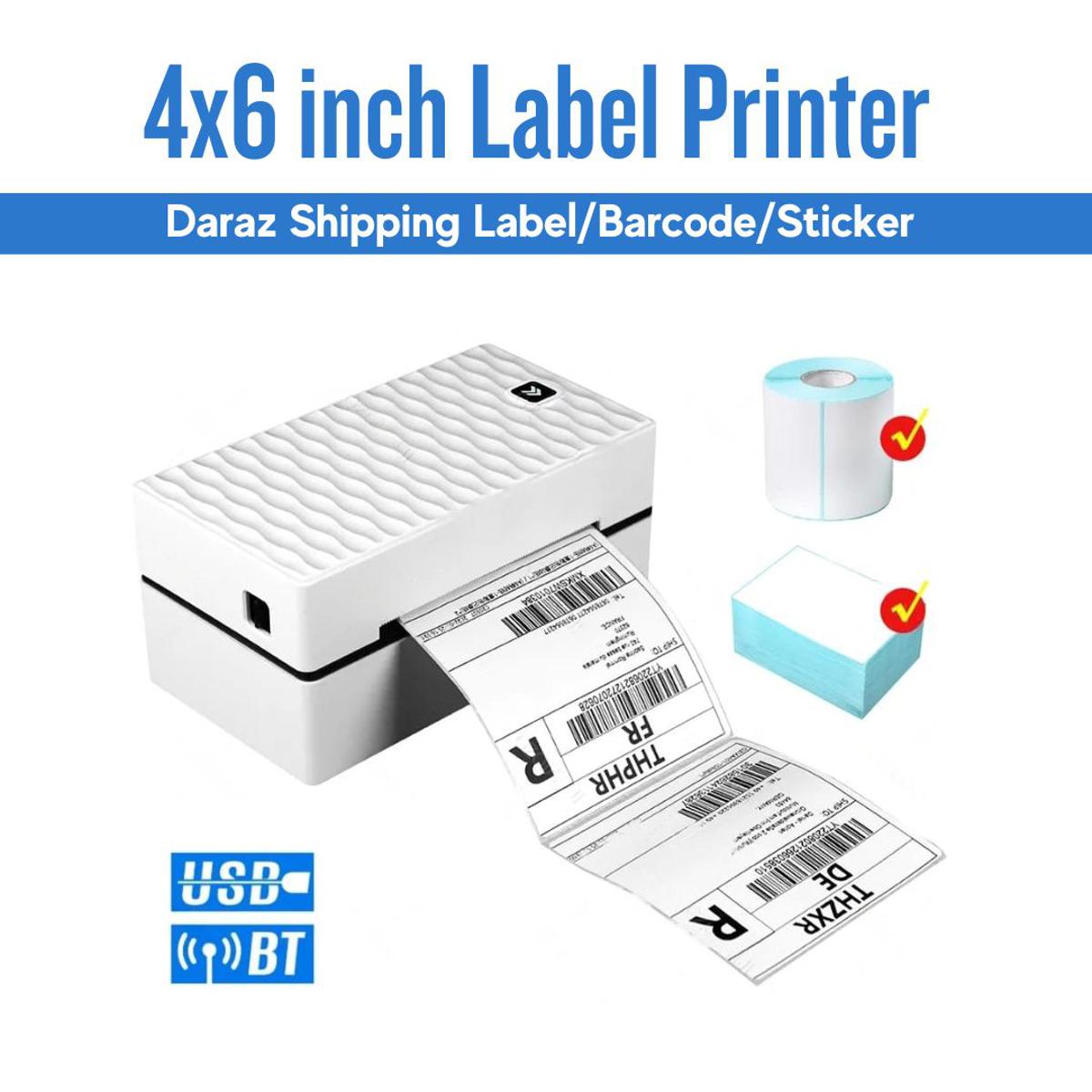 All-in-One Bluetooth Label Printer | Shipping & Courier Address Barcode Label Maker (USB+Bluetooth) | Thermal Label Printer for any size labels printing up to 100x150mm (4x6 inches) | Compatible with Computer & Smartphones | Wireless & Easy to Use