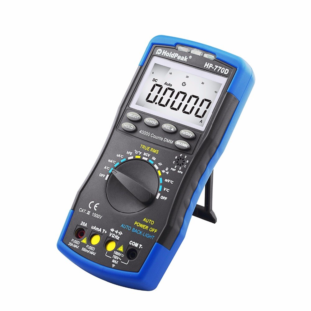 HoldPeak Digital Multimeter HP-770D High-Accuracy Auto Range True RMS 40000 Counts NCV DC Voltage Current Ohm Tester. 