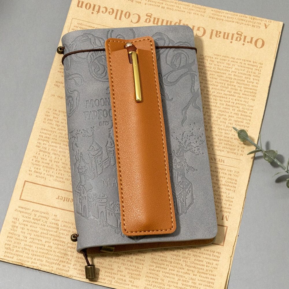 New PU Leather Elastic Band Pencil Case Lightweight Portable Pen Clip Detachable Office Meeting Pen Holder