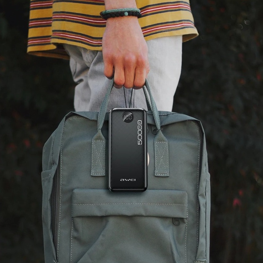 AWEI P36K 50000mAh High Capacity 2.1A Four Output & Two Input Ports Power Bank With LED Display. 