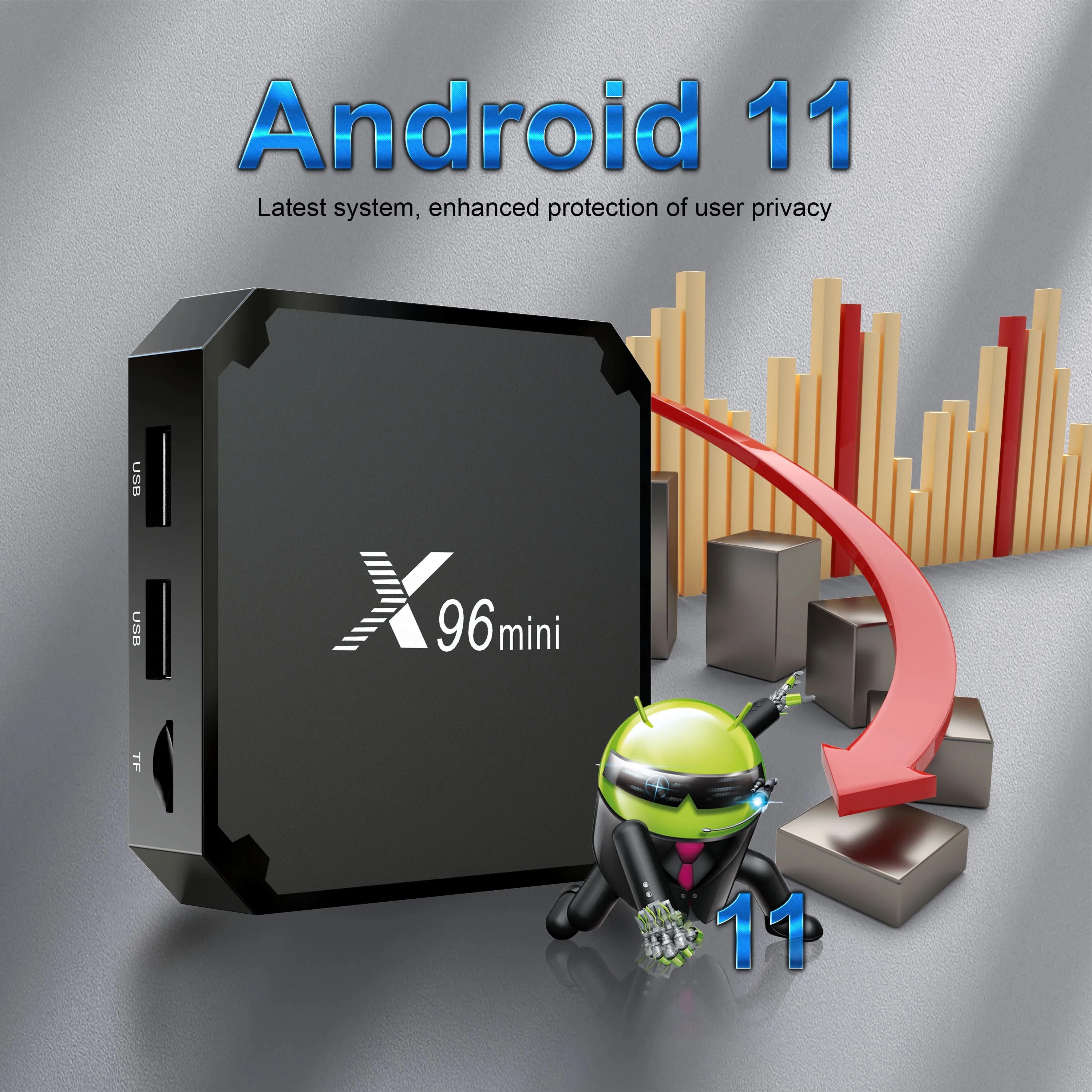 X96 Mini Smart TV Box Android 11.0 Amlogic S905W Quad Core 2GB+16GB Media Player 2.4G/5G Wifi X96mini 4K Set Top Box TV Receiver. 