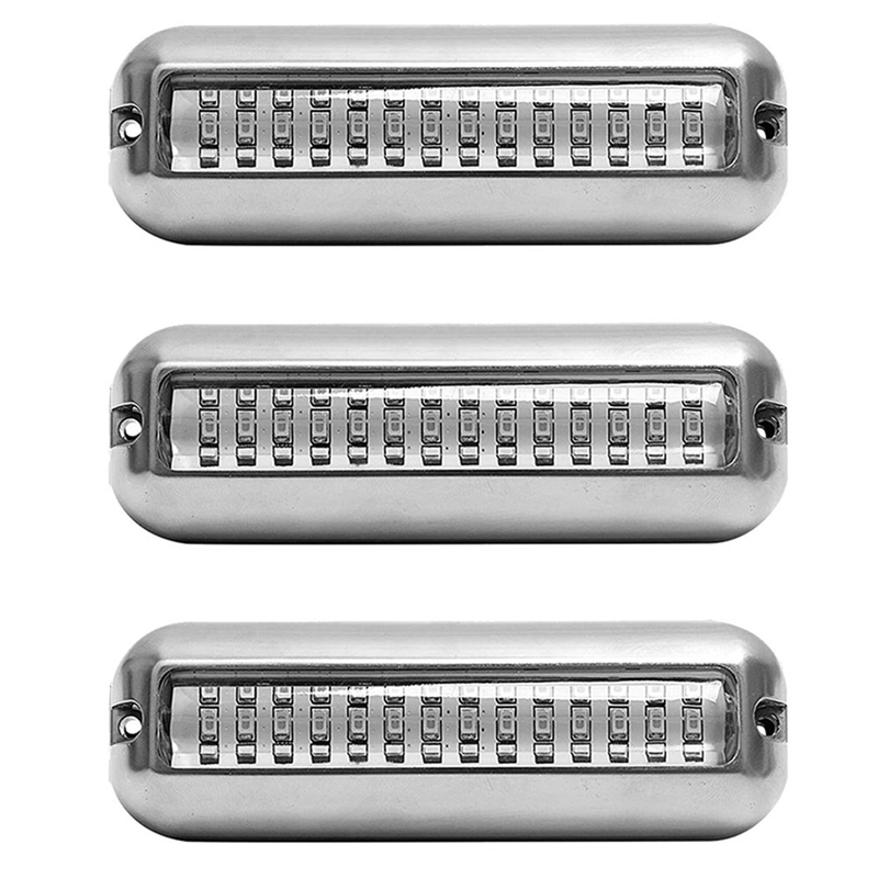 TWEXQNY 3X 50W 42 LEDs Boat Transom Light Stainless Steel Waterproof Marine Boat Underwater Pontoon Transom Lamp Universal,Blue