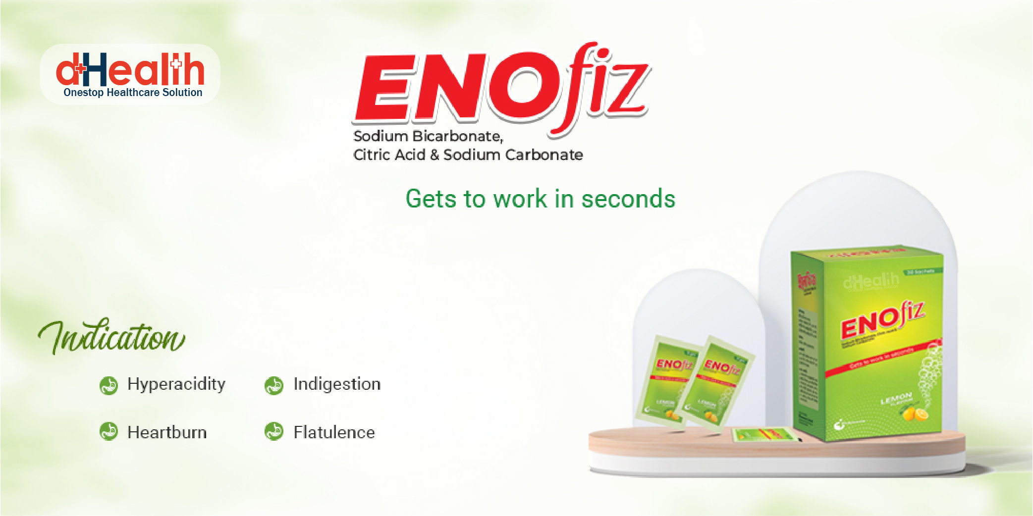 ENOfiz Multipack Digestive Fruit Salt, Lemon Flavor, 30 Sachets / Box, Same work as ENO. 