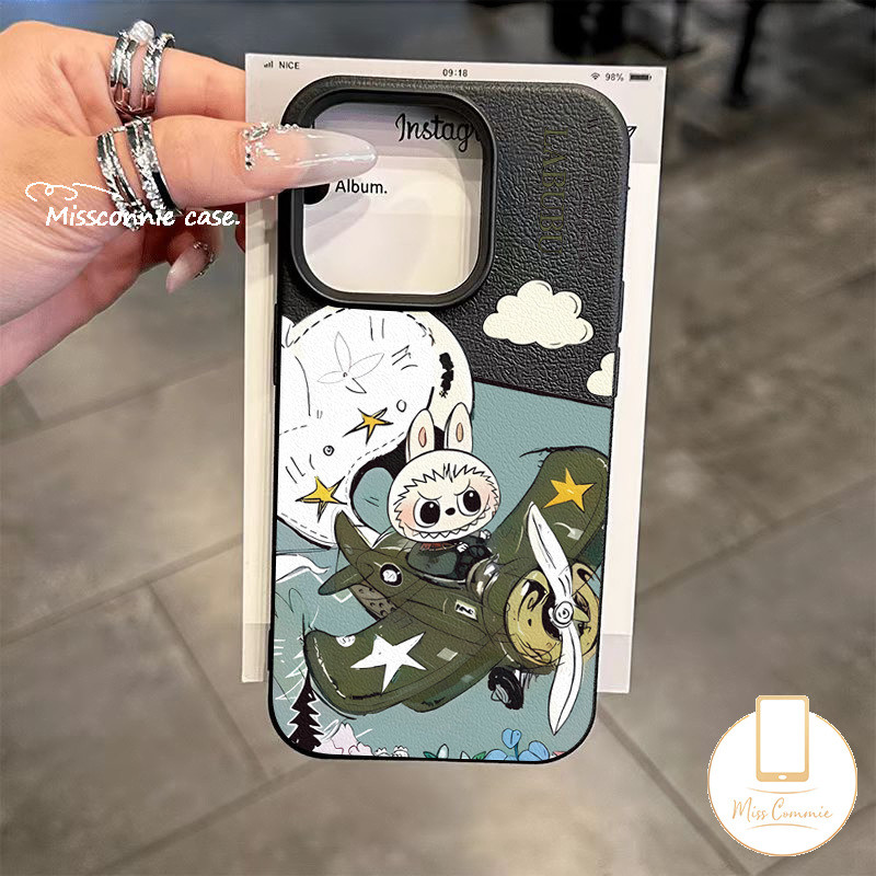 Trendy Brand Pop Mart Funny Labubu Aircraft Candy Color Case Compatible for IPhone 11 15 16 14 13 12 Pro Max X XR 15 14 16 Plus XS Max Luxury Soft Cover